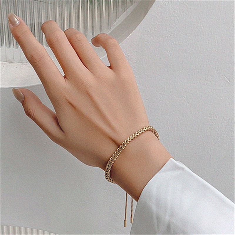 Ygt Vòng Tay Dây Rút Bằng Thép Không Gỉ Màu Vàng Thời Trang Dành Cho Nam Nữ
