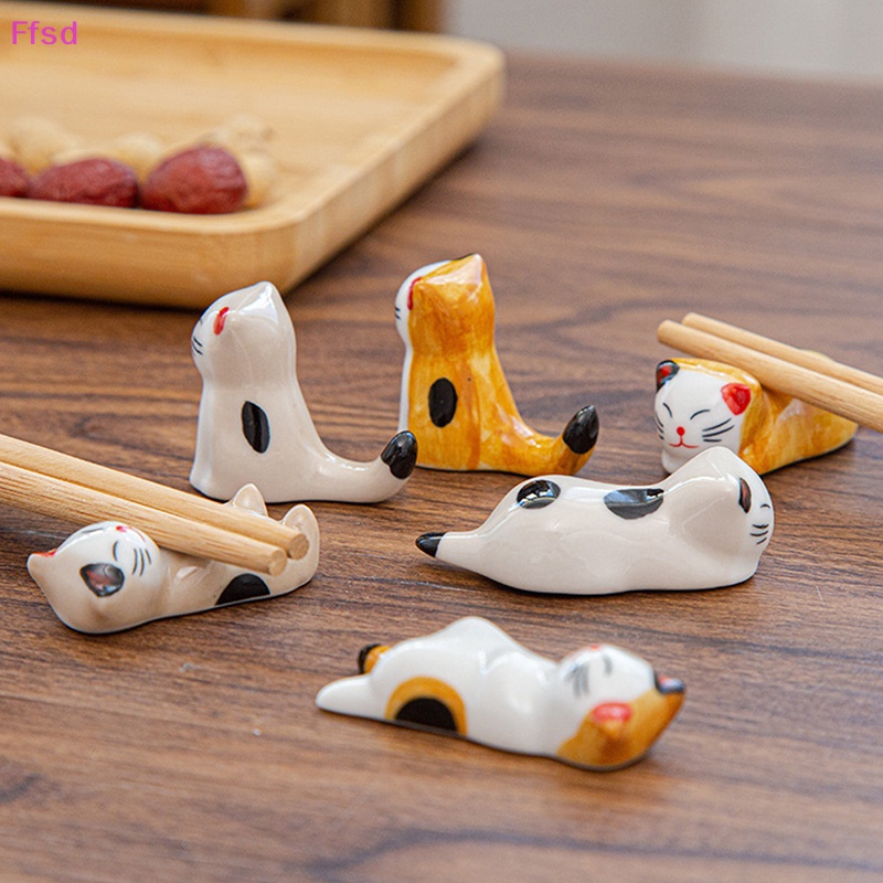{Ffsd} Giá Đỡ Muỗng Đũa Bằng Gốm Hình Mèo May Mắn Dễ Thương Trang Trí Nhà Bếp * Bán Chạy