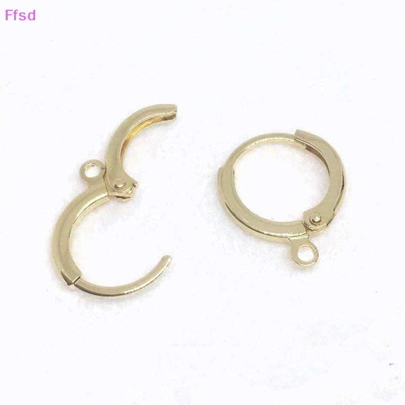 {Ffsd} Set 10 Khuyên Tai Dạng Móc Tròn Bằng Thép Không Gỉ Màu Vàng Kim Bán Chạy