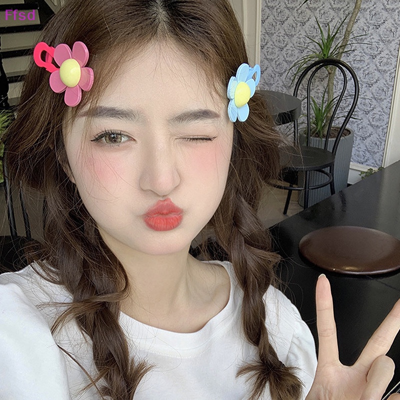 {Ffsd} Bộ 2 Kẹp Tóc Mái Hoa Dễ Thương Thời Trang Mùa Hè Không Để Lại Dấu Vết Màu Kẹo Cho Nữ * Bán Chạy