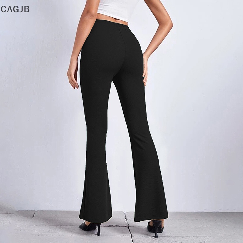 CAGJB  Quần Ống Loe Tập Yoga Lưng Cao Co Giãn Màu Trơn Xuân Hè Cho Nữ