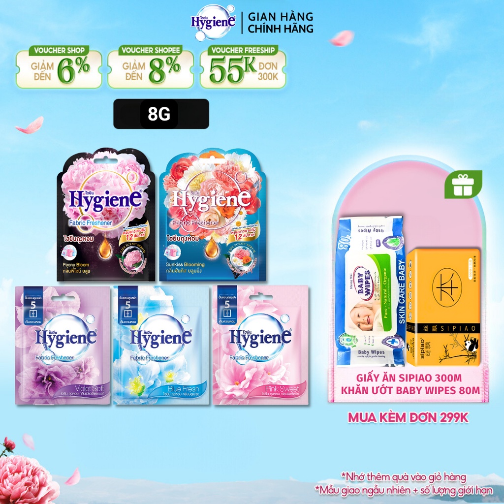 Túi Thơm Để Tủ Quần Áo Hygiene Thái Lan Thơm Phòng Treo Xe Phòng Ngủ Hương Hoa 8gr