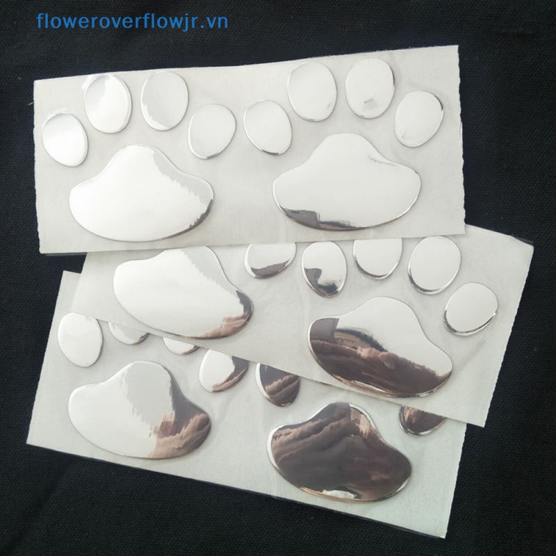 1 Tờ Đề Can Dán Trang Trí Xe Hơi Hình Chân Chó / Mèo 3D Sáng Tạo