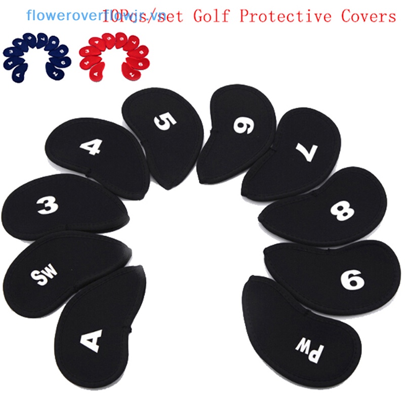 Set 10 Vỏ Bọc Bảo Vệ Đầu Gậy Đánh Golf Bằng Cao Su Tổng Hợp Neoprene Áo Khoác Thời Trang Trẻ Trung Cá Tính