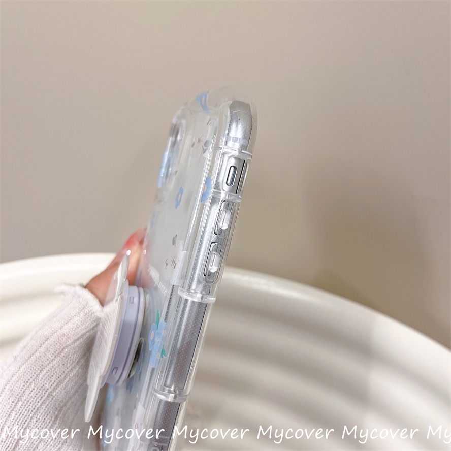 Ốp Điện Thoại Silicone Mềm Chống Sốc In Hình Hoa Trắng Có Giá Đỡ Cho iPhone 11 12 13 14 Pro Max X Xr Xs 8 7 6 Plus SE 2020