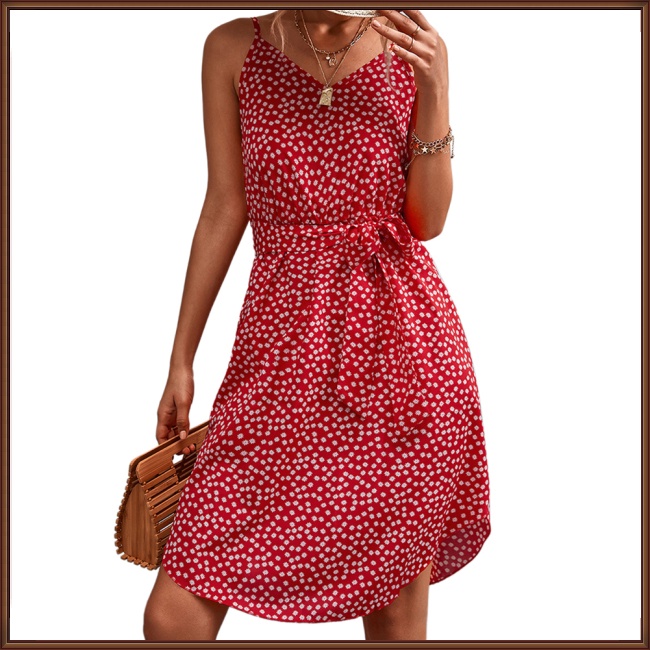 Đầm Cổ Chữ V Lưng Cao Xẻ Tà In Họa Tiết Hoa Thanh Lịch Thời Trang Mùa Hè Cho Nữ