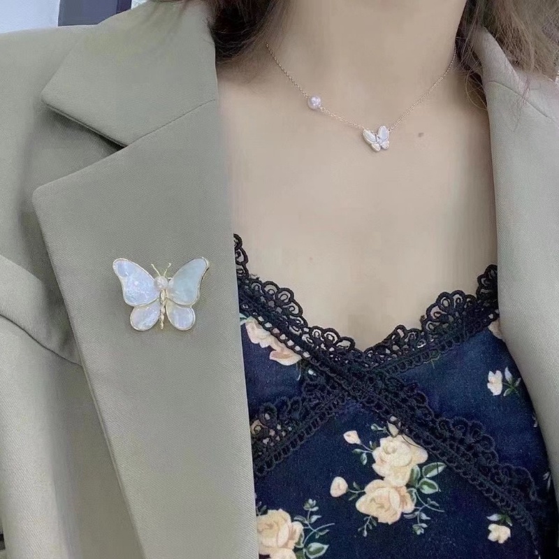 Ghim Cài Áo Hình Bướm Đính Ngọc Trai Nhân Tạo Thời Trang Cho Nữ