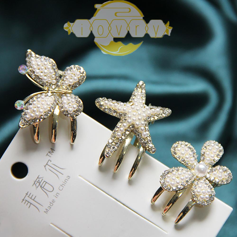 IVORY Kẹp TóC PhốI Hoa ĐíNh NgọC Trai Giả Sang TrọNg Cho Nữ