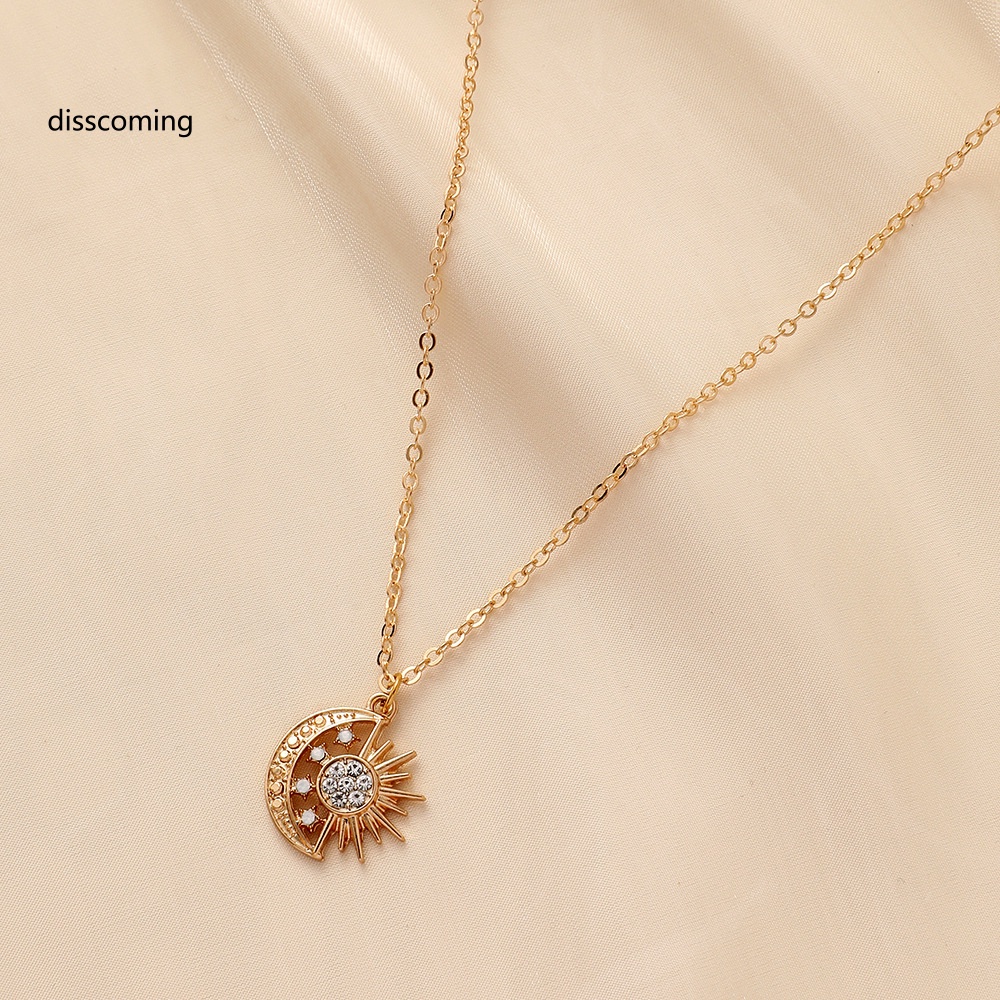 Áo Thun Tay Ngắn In Chữ SL| Vòng cổ Kim Loại Mặt Hình Mặt Trăng Mặt Trời Đầy Độc Đáo