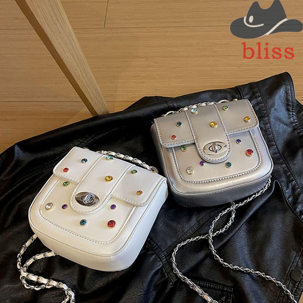 BLISS Túi Xách Da Pu Cỡ Lớn Phối Dây Xích Đeo Vai Sành Điệu Cho Học Sinh