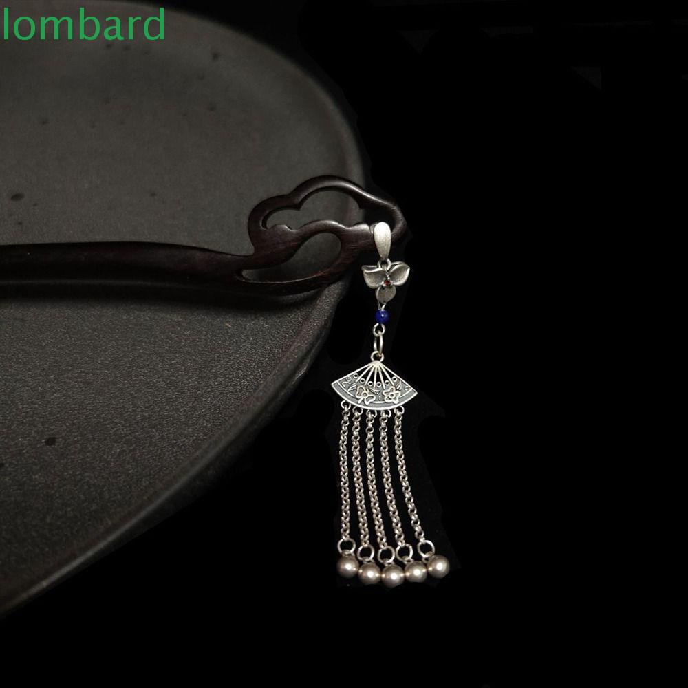 LOMBARD Trâm Cài Tóc Bằng Gỗ Phối Tua Rua Phong Cách Trung Hoa Cổ Điển Cho Nữ