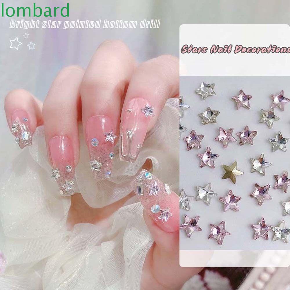LOMBARD Phụ Kiện Đá Đính Trang Trí Móng Tay Hình Ngôi Sao Năm Cánh