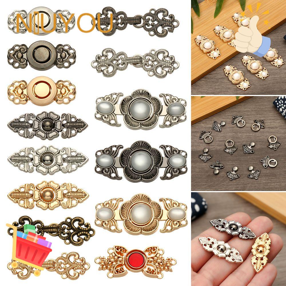 NIUYOU Bộ 6 Nút Áo Kim Loại Thời Trang