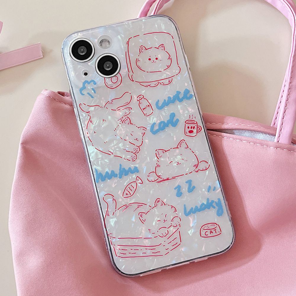 Ốp Điện Thoại TPU Dẻo Màu Laser Họa Tiết Hoạt Hình Chú Mèo Dễ Thương Chống Sốc Cho IPhone 11 12 13 14 Pro Max