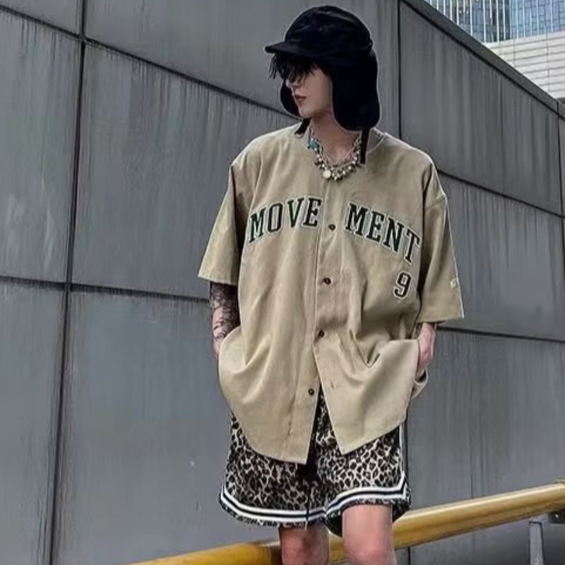 Áo Khoác Bóng Chày Tay Ngắn Phong Cách hip hop Mỹ Cổ Điển Thời Trang Mùa Hè Hàng Mới Dành Cho Bạn Nam