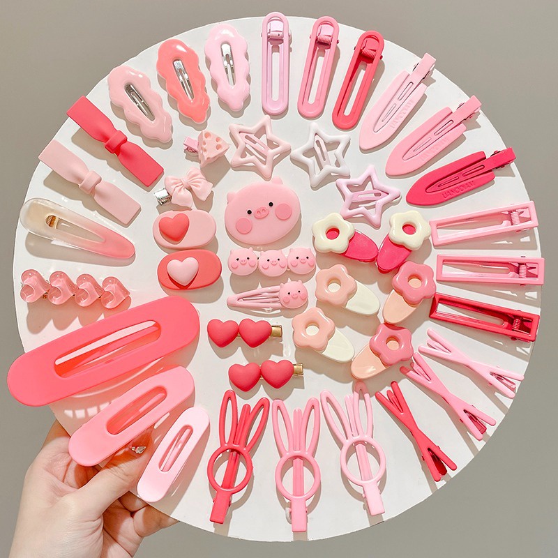 Set Kẹp Tóc 18 Món Màu Hồng Siêu Xinh