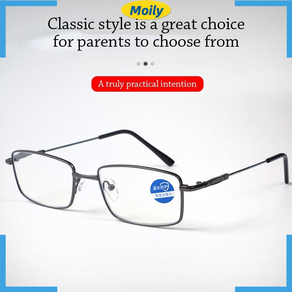 MOILYVN Mắt Kính Đọc Sách Gọng Vuông Bằng Kim Loại Siêu Nhẹ Chống Ánh Sáng Xanh Dương Thanh Lịch Bảo Vệ Mắt Hyperopia Dành Cho Văn Phòng