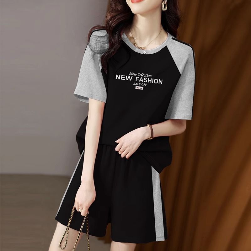 Set Đồ Thể Thao Mùa Hè 2023 Gồm Áo Cotton Nguyên Chất Dáng Rộng Tay Cộc + Quần Ngắn Cho Nữ