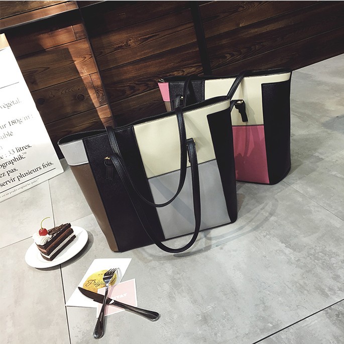 Túi Xách Cỡ Lớn Màu Tương Phản Thời Trang Cho Nữ