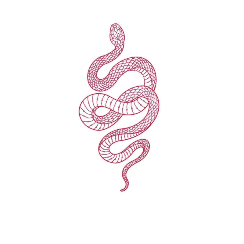 Hình Xăm Dán Tạm Thời Hình Rắn Đỏ Chống Nước