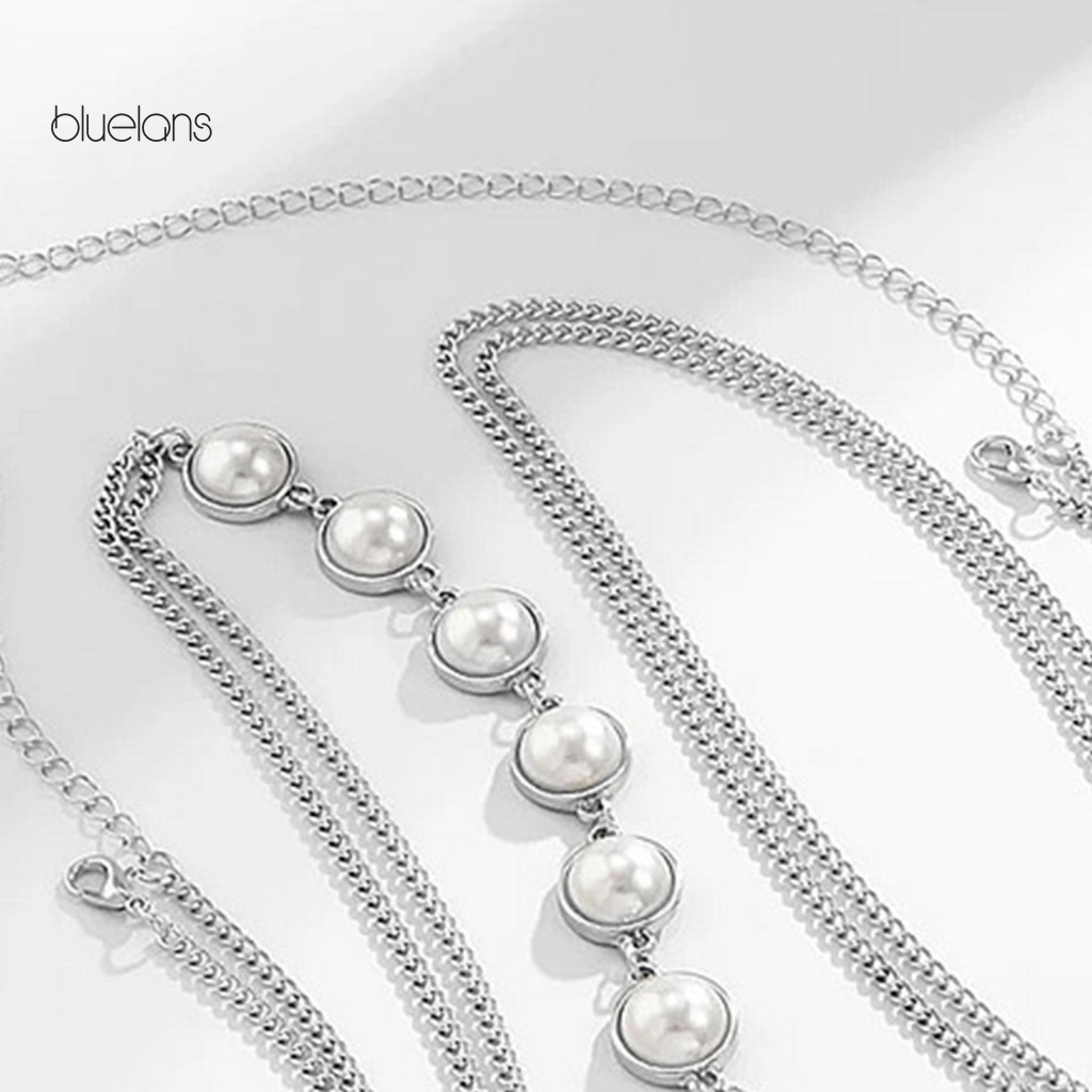 Dây Xích Đeo Ngực Đính Ngọc Trai Giả Màu Sắc Vàng / Bạc Phong Cách Boho Quyến Rũ Cho Nữ