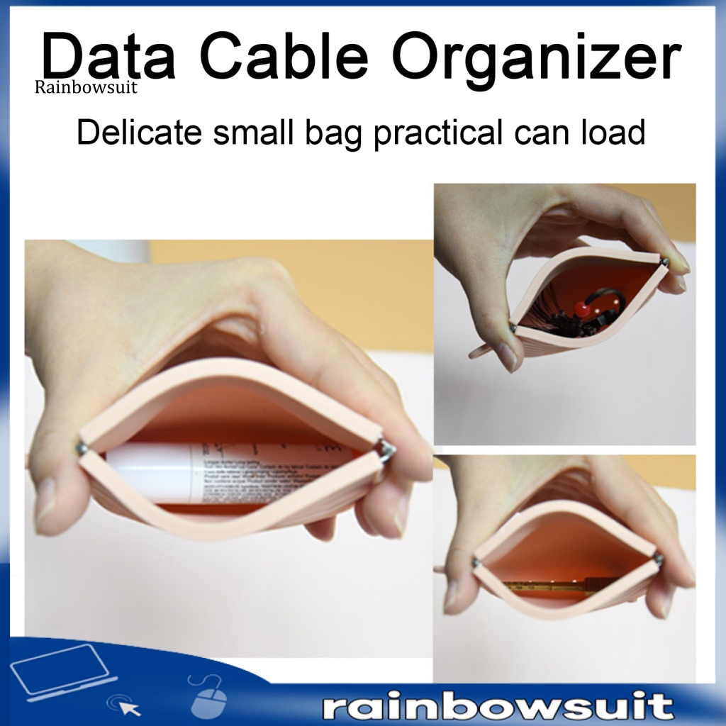 Túi Đựng Dây Cáp Dữ Liệu / Tai Nghe / Son Môi / Chìa Khóa Bằng Silicone Nhỏ Gọn Linh Hoạt Dành Cho Văn Phòng