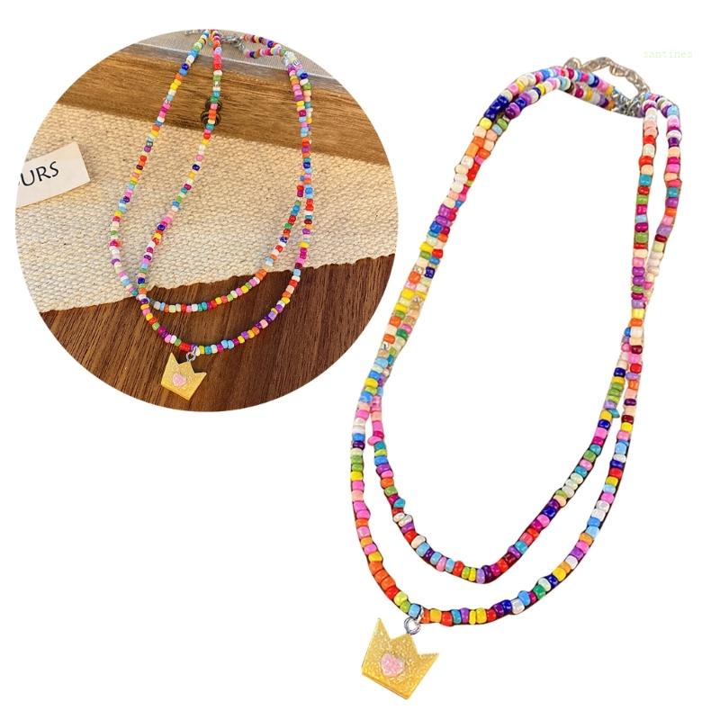 Vòng Cổ Choker Nhiều Lớp Mặt Hình Bướm / Hoa / Trái Tim Màu Cầu Vồng Hoạt Hình Cho Nữ