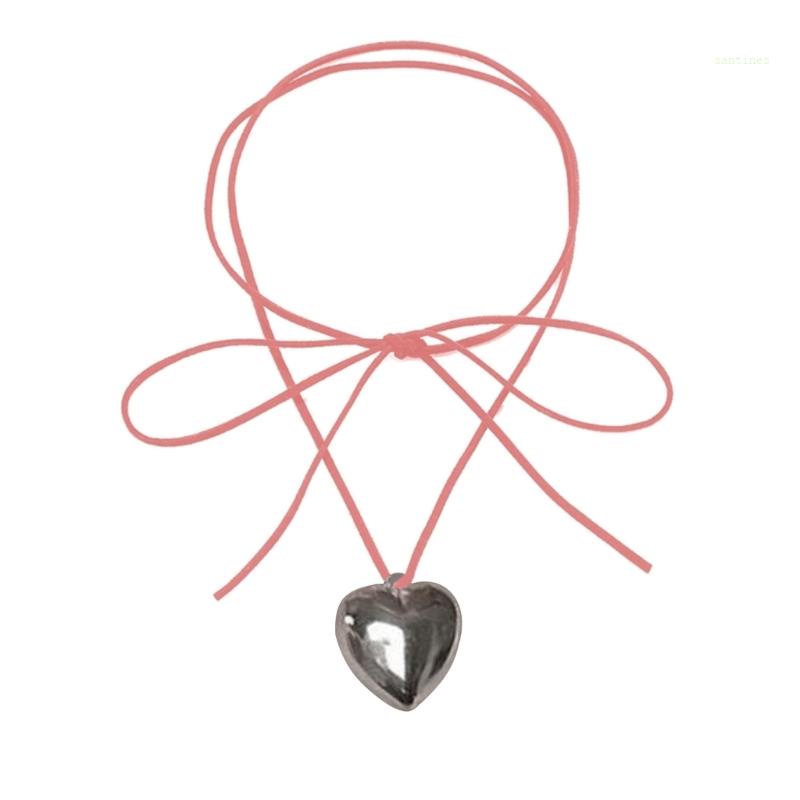 Vòng Cổ Choker Y2K Mặt Hình Trái Tim Lớn Có Thể Điều Chỉnh Cho Nữ