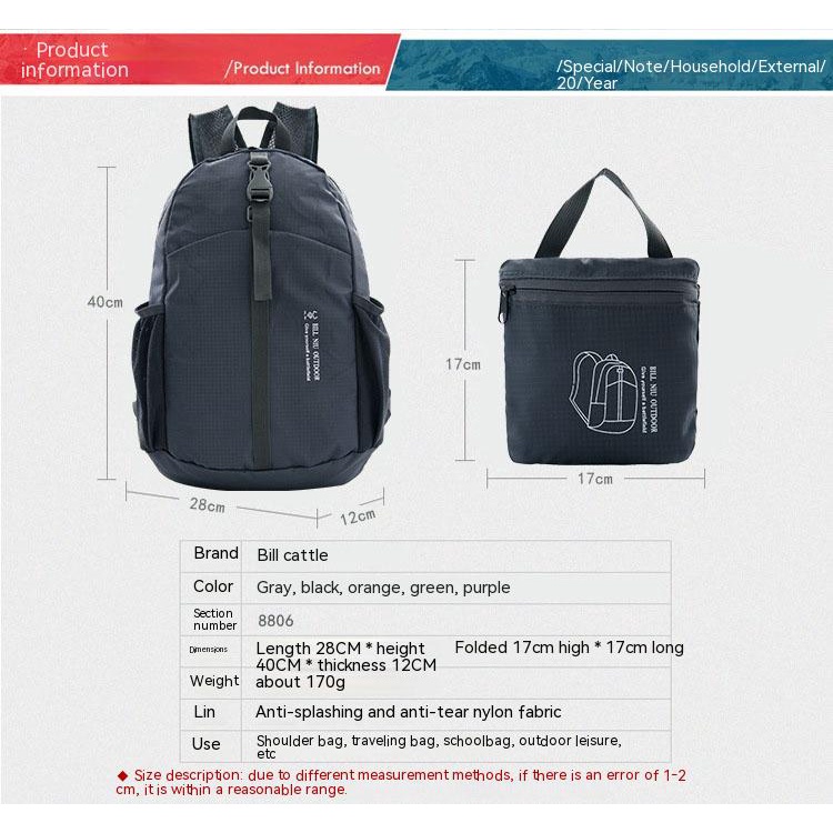 Balo Siêu Nhẹ Có Thể Gấp Gọn Tiện Dụng Cho Các Hoạt Động Ngoài Trời