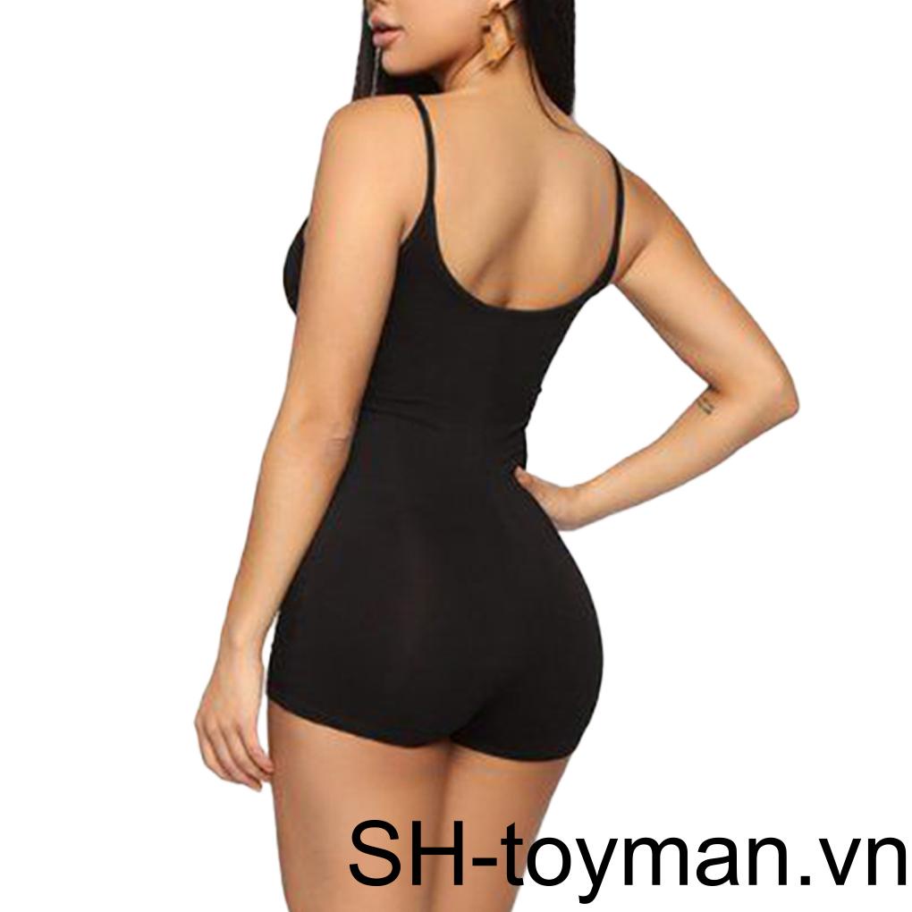 Áo liền quần Ngắn Sát Nách Màu Đen Thiết Kế Đơn Giản Cho Phái Nữ