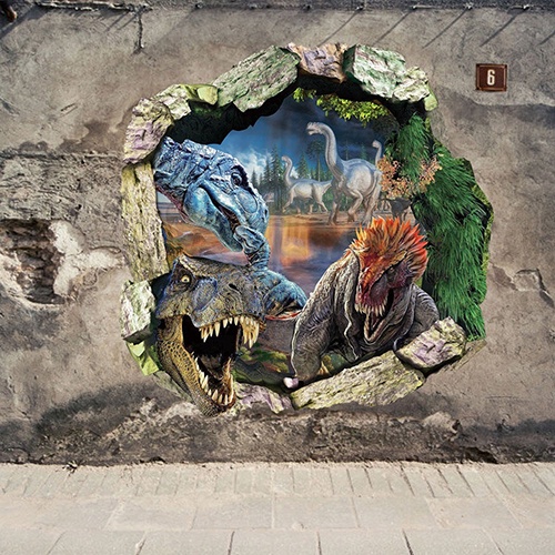Miếng Dán Tường Hình Khủng Long Hoạt Hình Tháo Rời Được Trang Trí Phòng Bé Trai
