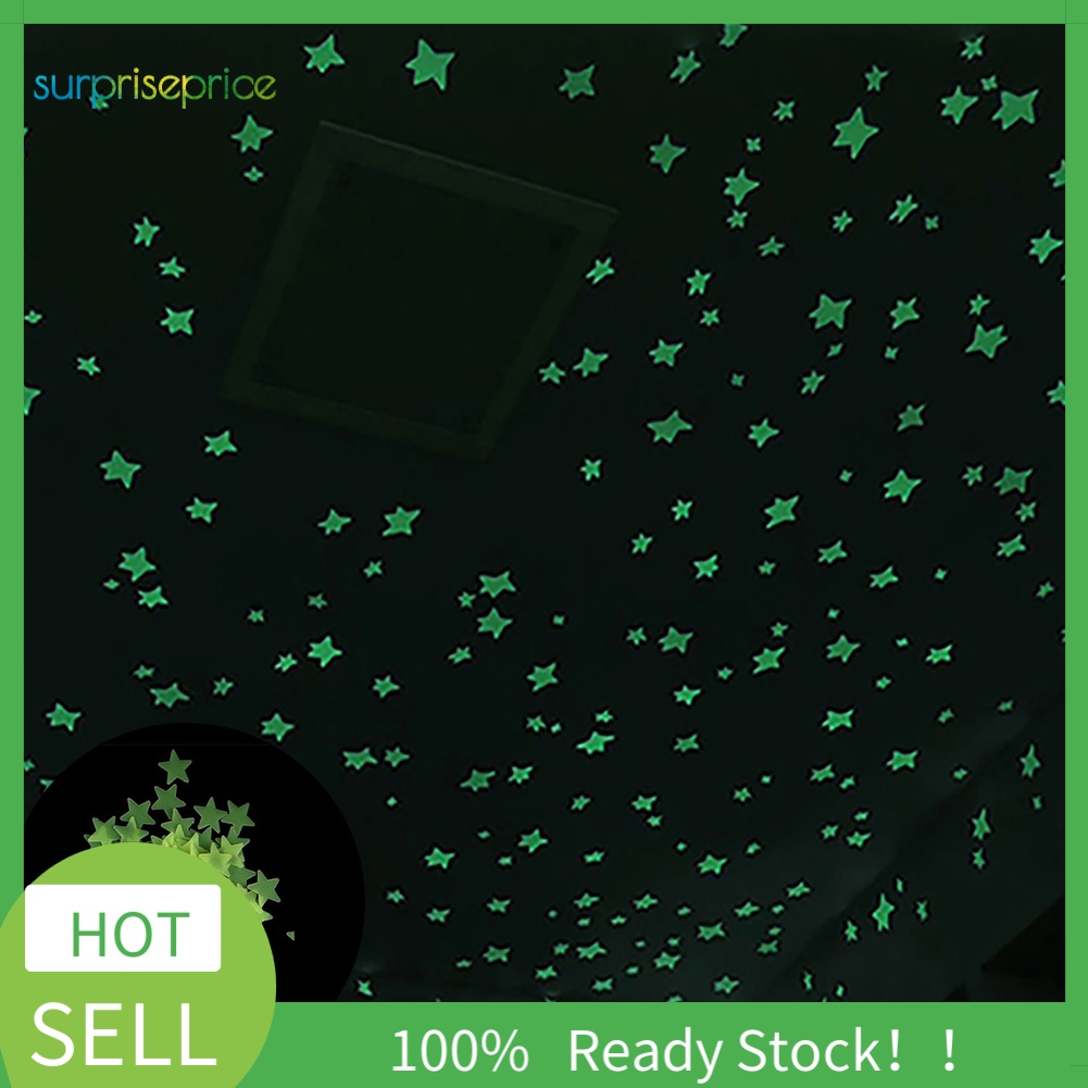 (Bất Ngờ) 101 Miếng Dán Tường Trăng Sao Dạ Quang Phát Sáng Trong Bóng Tối Trang Trí Phòng Trẻ Em