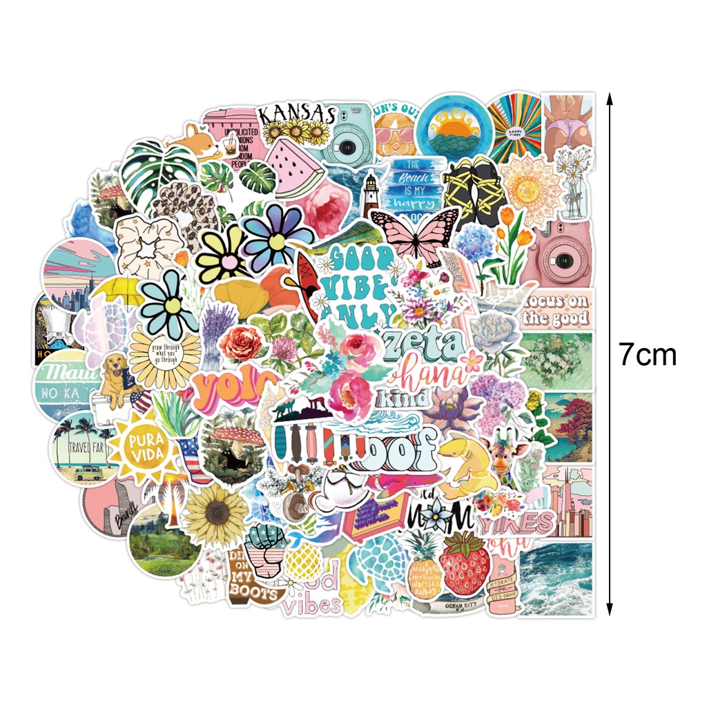 Set 100 Miếng Dán PVC Chống Thấm Nước Họa Tiết Hoạt Hình Dễ Thương Trang Trí Laptop / Máy Tính