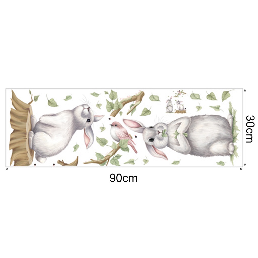 Sticker Dán Tường Tự Dính Hình Thỏ Hoạt Hình Dễ Thương Trang Trí Nhà Cửa