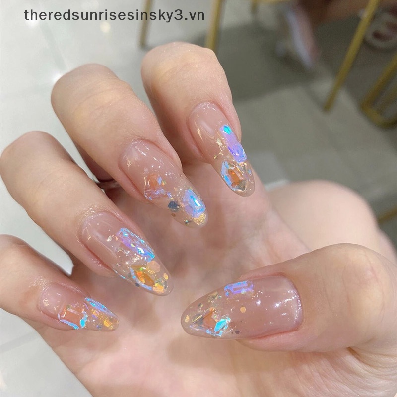 Bộ 50 Móng Tay Giả Hình Rắn Đính Pha Lê Lấp Lánh Thời Trang