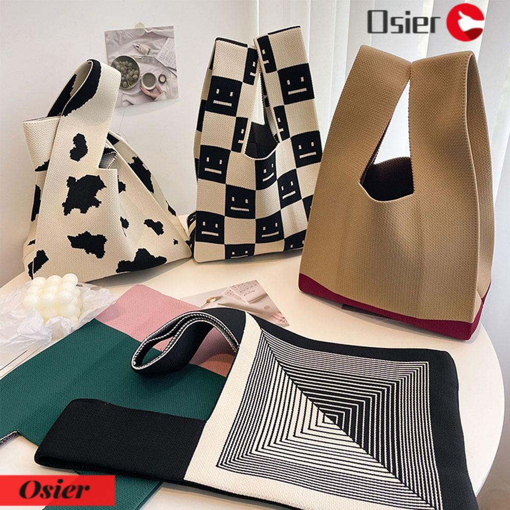 OSIER1 Túi Xách Mini Đan Len Màu Sắc Thời Trang Cho Nữ