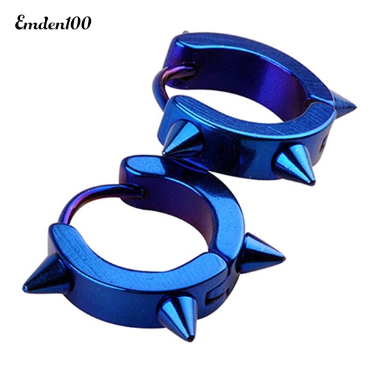[EMDEN] Khuyên Tai Tròn Đinh Tán Bằng Thép Titan Unisex Punk