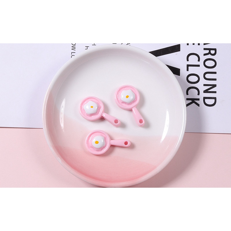 Bộ 10 Mô Hình Chảo Chiên Trứng Ốp La / Kẹp Tóc DIY Cho Điện Thoại