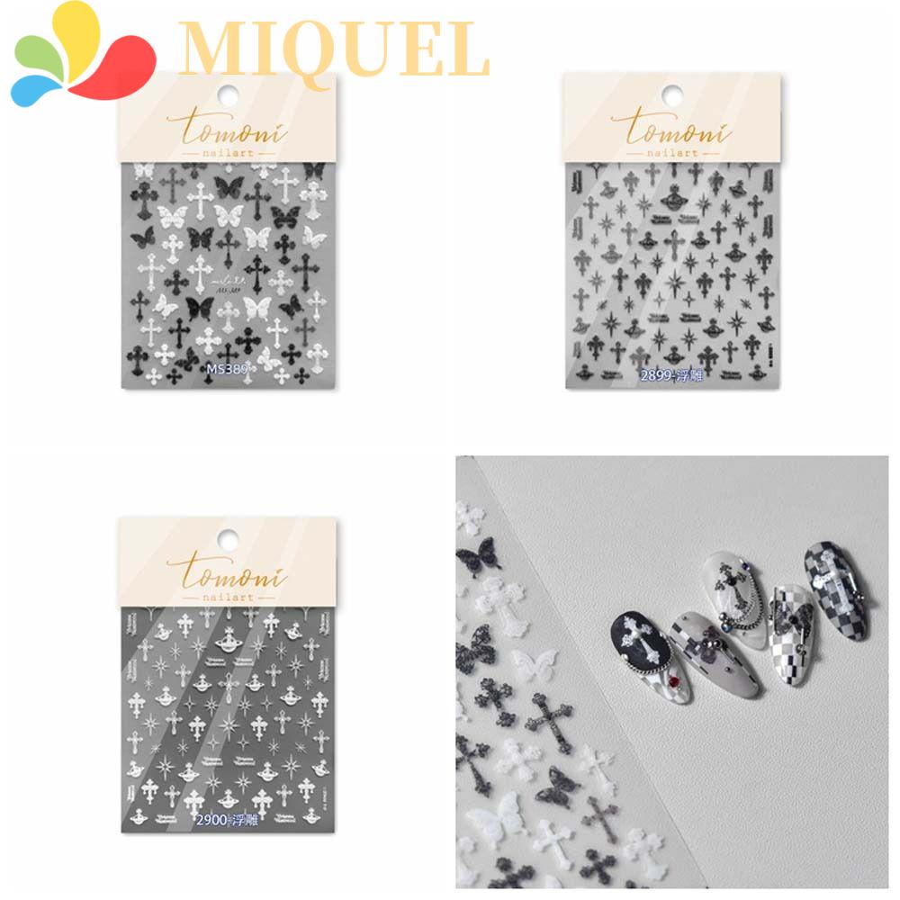 MIQUEL Miếng Dán Trang Trí Móng Tay Hình Chữ Thập / Hành Tinh / Bướm / Hành Tinh Phong Cách Punk Cổ Điển Dành Cho Bạn Nữ