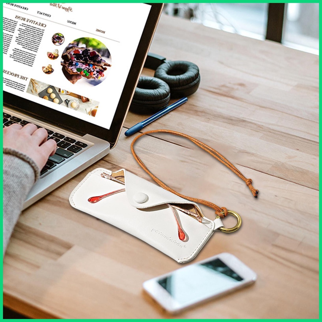 Túi Đựng Mắt Kính Bằng Da PU Mềm Kèm Dây Đeo Cổ Tay Tiện Dụng