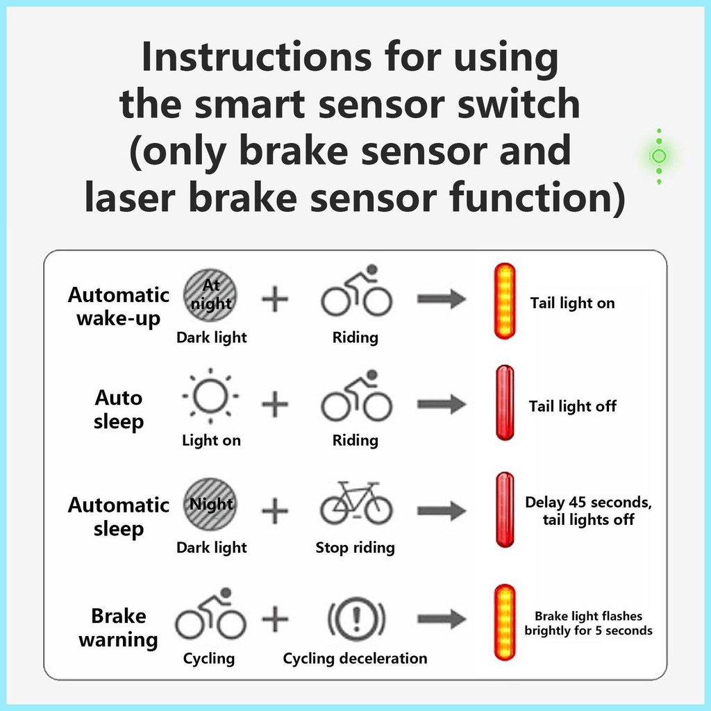 Đèn Đuôi Xe Đạp Cảm Biến Thông Minh Đa Năng Sạc USB