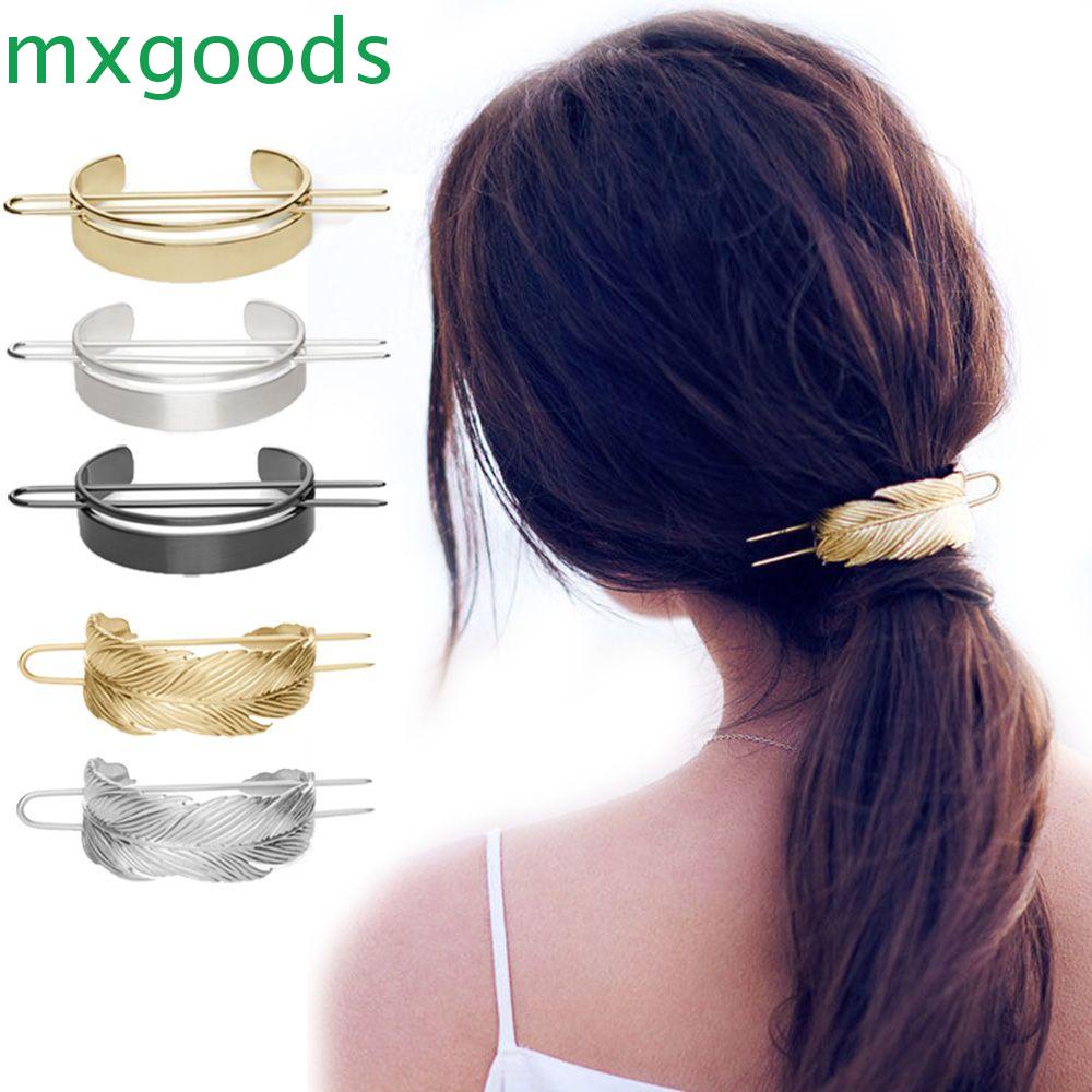 MXGOODS Kẹp Tóc Tròn Bằng Hợp Kim Thiết Kế Tối Giản Giá Đỡ