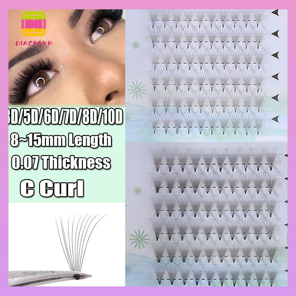 DIACHAVN Hộp 12 Lông Mi Giả 3D / 5D / 6D / 7D / 8D / 10D 0.07 Dày Và Cong Tự Nhiên