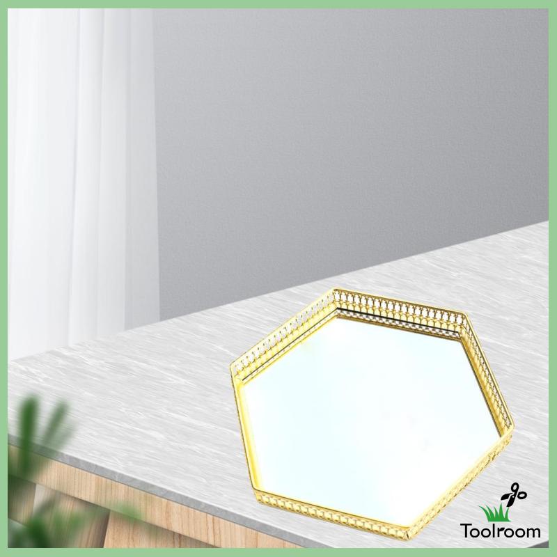 Khay Đựng Trang Sức / Nến / Mỹ Phẩm Bằng Kính Kiểu Vintage Có Gương Trang Trí