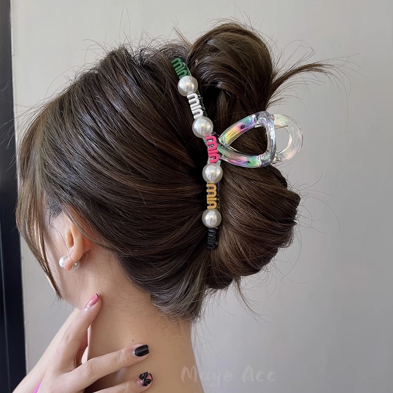 Kẹp Tóc Acrylic Trong Suốt In Chữ Thời Trang Cho Nữ