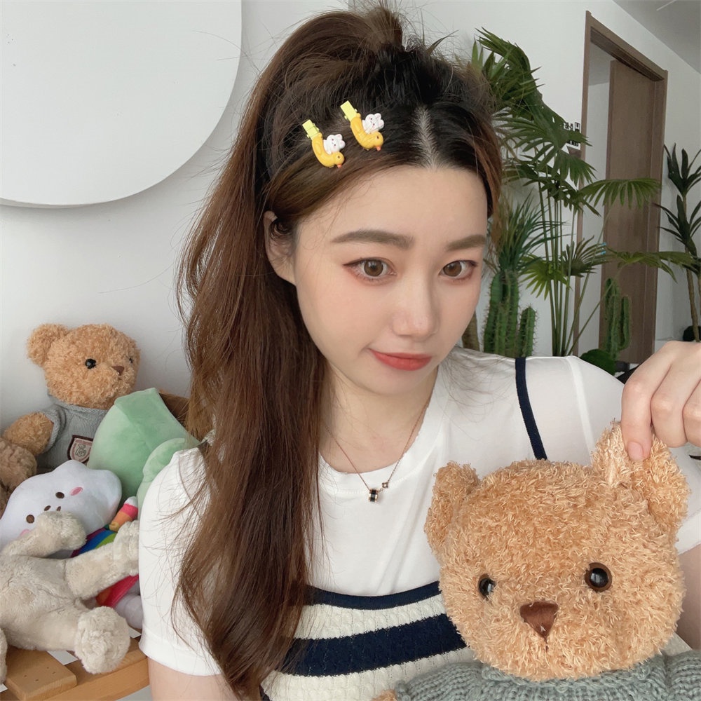 Kẹp Tóc Màu Vàng Hình Vịt / Thỏ Đáng Yêu Cho Học Sinh