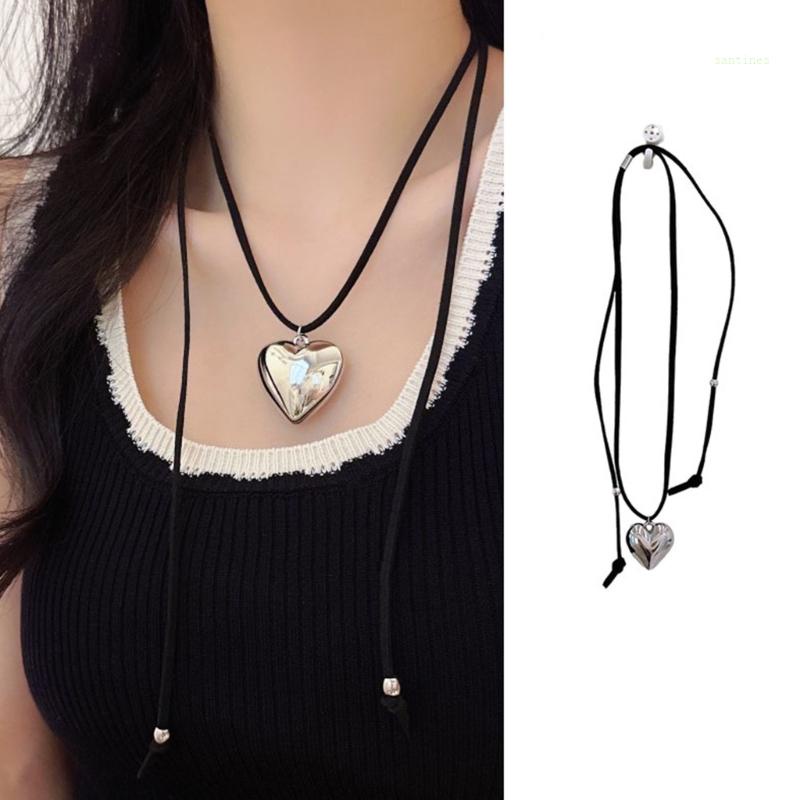 Vòng Cổ Choker Thắt Nơ Trái Tim Thời Trang Thanh Lịch Có Thể Điều Chỉnh