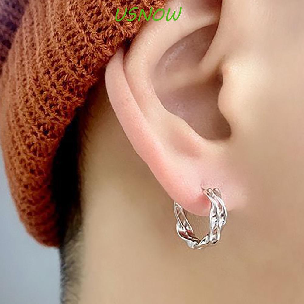 USNOW Bông Tai Gợn Sóng Thời Trang Hàn Quốc