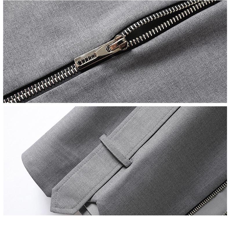 Áo Khoác Blazer Sát Nách Cổ Chữ V Thiết Kế Mới Phối Khoá Kéo Thời Trang Công Sở