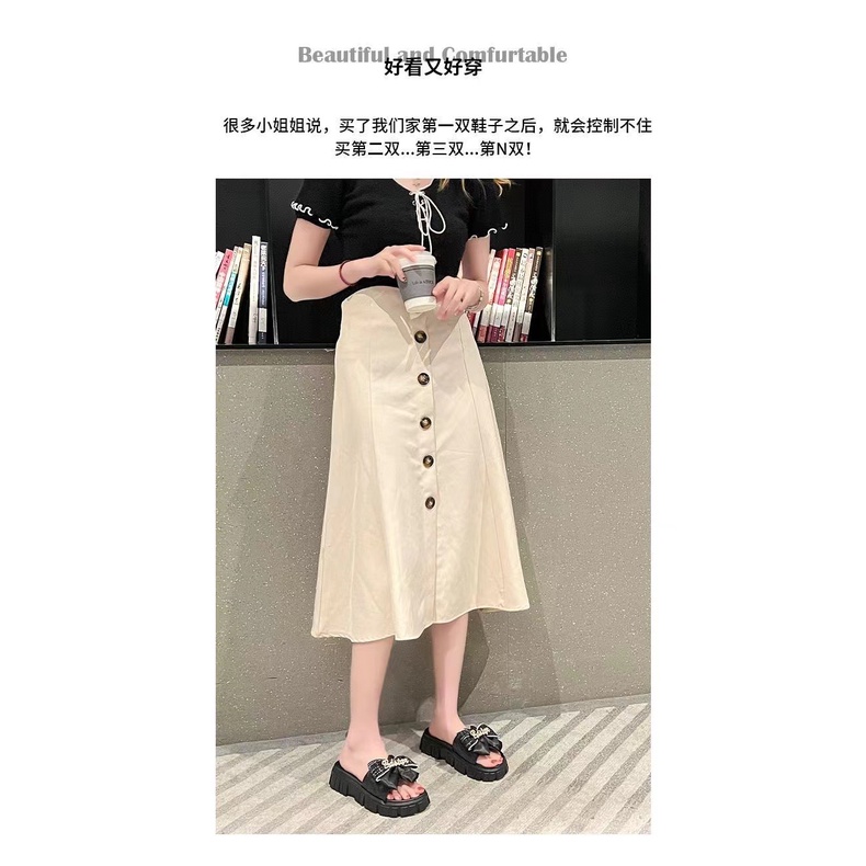 Dép Quai Ngang Đế Dày Đính Nơ Thời Trang Mùa Hè Hàn Quốc Cho Nữ